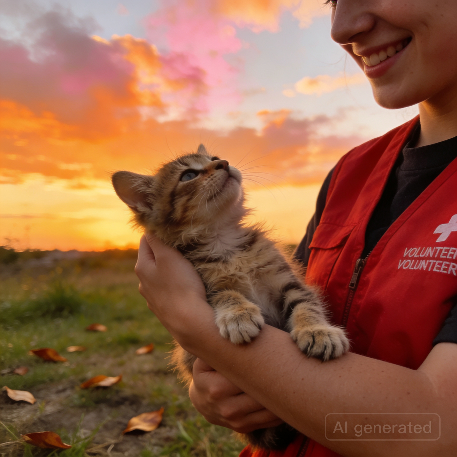 Relawan Dengan Anak Kucing